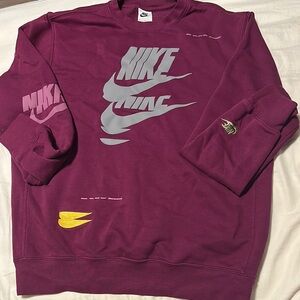 Nike Purple Crewneck Sweater with Ribbed Cuffs
